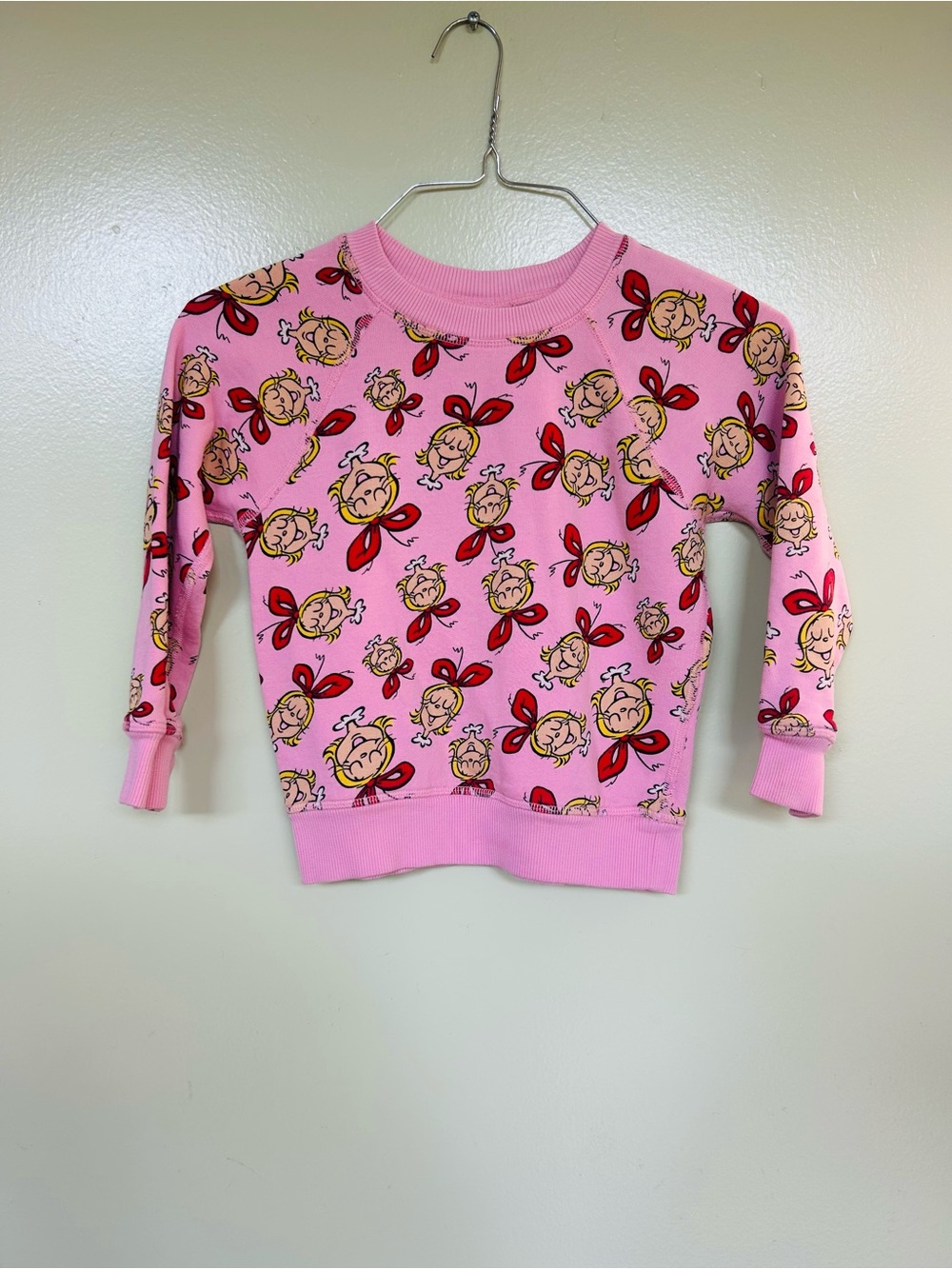 Hanna Andersson Pink Cartoon Face Print Sweatshirt